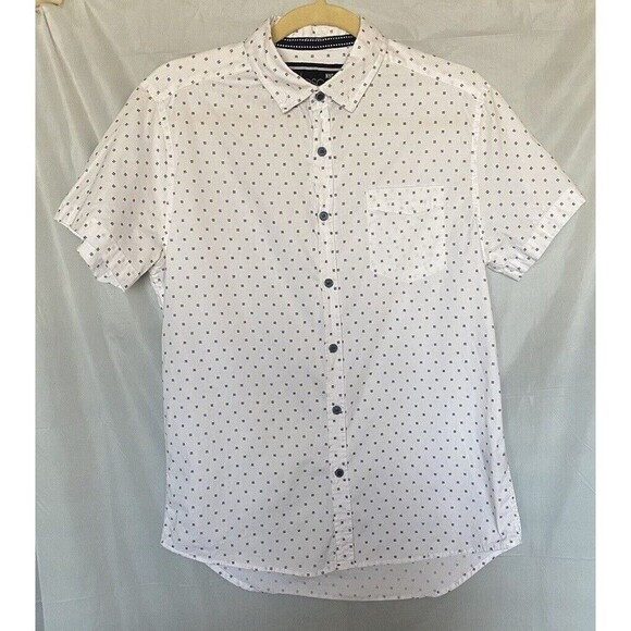 NYC Descendant Slim Fit Flex Top White & Black Button Up Shirt - Men’s Small - Picture 1 of 6